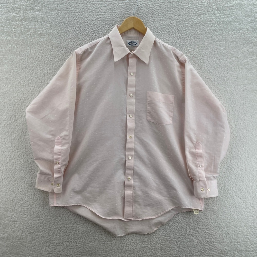 Vintage Arrow Disco Shirt Mens 17 33 Pink Paddock Club Dagger Collar 70s USA